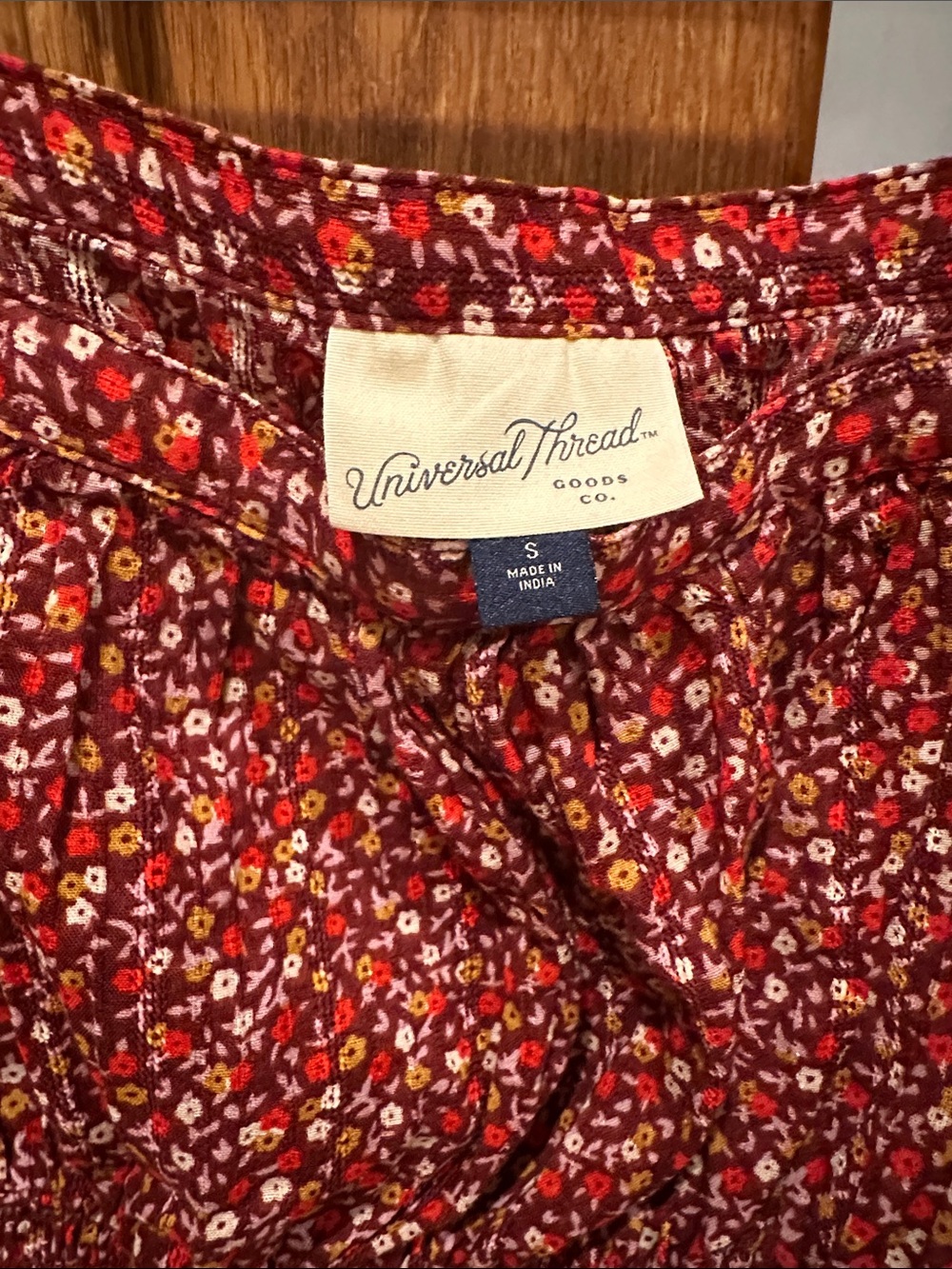 Universal Thread Burgundy Floral Smocked Square-Neck Top - Picture 2 of 8